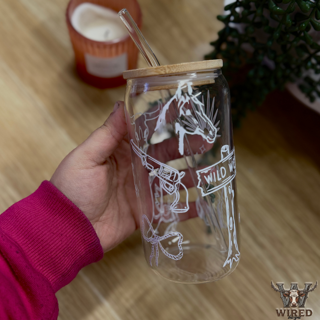 "Wild West" Country Glass Tumbler – 16oz / 473ml